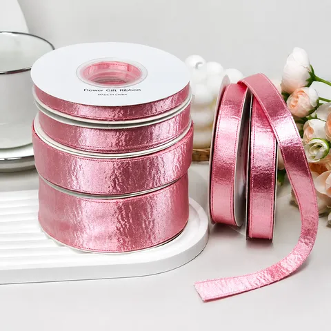 Double Sided Glitter Velvet Ribbon Pink Satin Ribbon For DIY Bows Hair Accessories Clothing Garment Trims Gift Wrapping Crafts