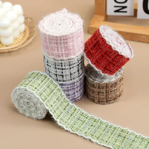 Nastro in Tweed di Poliestere ad Alta Densità Plaid a Contrasto Bordo Uncinato Finitura per Colletto Indumento Polsini Cappello Decorazione DIY