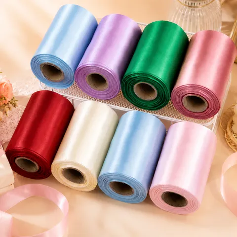 Wide Satin Ribbon Roll Colorful Silk Fabric Ribbon For Gift Wrapping Wedding Chair Back Decoration Party DIY Craft