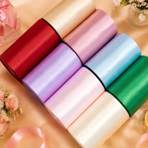 Wide Satin Ribbon Roll Colorful Silk Fabric Ribbon For Gift Wrapping Wedding Chair Back Decoration Party DIY Craft