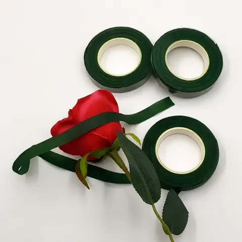 Ruban Floral Fait Main Vert Café Ruban d'Enveloppement de Tige Florale Ruban en Papier d'Artisanat DIY pour Arrangement de Fleurs Emballage de Bouquets