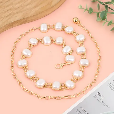 Artificial Pearl Metal Chain Bag Strap Crossbody Purse Chain Fashion Waist Chain Replacement Bag Accessories
