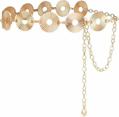 Chaîne de Taille en Métal Géométrique Rétro Européen Femmes Mode Accessoires Polyvalents Disque Ceinture Ajourée Bijoux