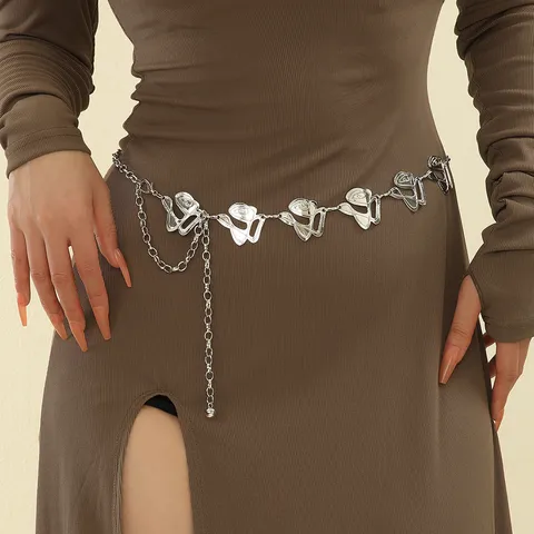 Chaîne de Taille en Métal de Style Ethnique Vintage pour Femmes Rétro Argent Or Chaîne de Corps Ajustable Ceinture de Robe Bijoux de Mode