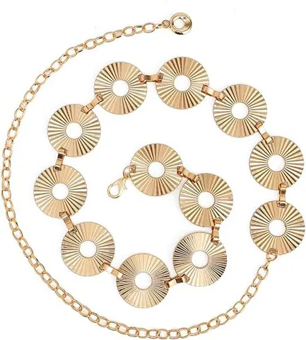 Chaîne de Taille en Métal pour Femmes Vintage Disque Creux Chaîne de Corps Ceinture Ajustable Accessoires de Taille Mode Bijoux