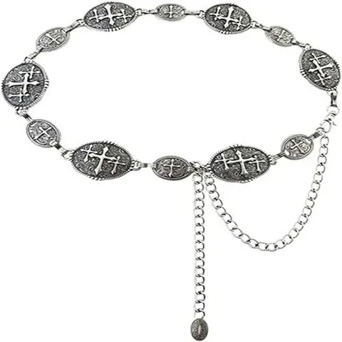 Dames Retro Legering Tailleketting Vintage Kruis Ovale Metaal Lichaam Ketting Mode Verstelbare Taille Sieraden Feest Jurk