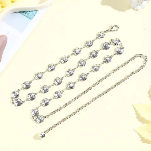 Catena da Vita in Metallo da Donna Gioielli per il Corpo Placcato Oro Argento Calcio Cuore Pietra Preziosa Catena da Pancia Regolabile Accessori