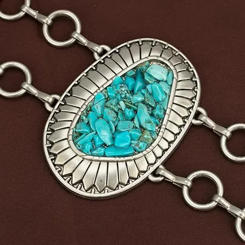 Bohemian Vintage Turquoise Body Chain Retro Multi Layer Waist Chain Silver Metal Punk Waist Jewelry For Women Party