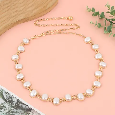 Artificial Pearl Metal Chain Bag Strap Crossbody Purse Chain Fashion Waist Chain Replacement Bag Accessories