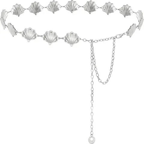 Fashion Women Metal Shell Heart Disc Waist Chain Adjustable Body Chain Elegant Dress Jeans Decorative Belt Jewelry
