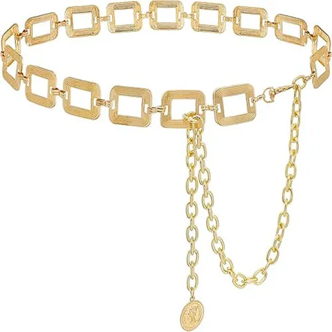 Mode Européenne Chaîne de Taille en Métal pour Femmes Design Géométrique Creux Chaîne de Corps Ceinture de Robe Bijoux de Mode