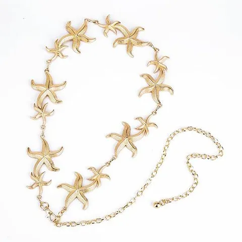 Mode Métal Étoile de Mer Disque Anneau Chaîne de Taille Pour Femmes Chaîne de Corps Plage Bijoux Accessoires Or Argent