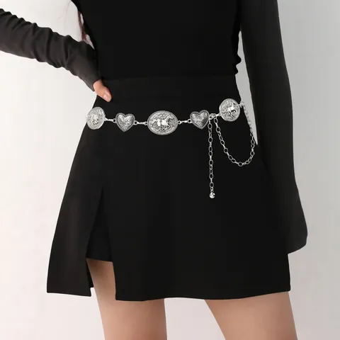 Femmes Vintage Métal Chaîne de Taille Bohémien Ajustable Robe Jeans Ceinture Mode Corps Bijoux Ceinture Accessoires