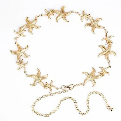 Mode Métal Étoile de Mer Disque Anneau Chaîne de Taille Pour Femmes Chaîne de Corps Plage Bijoux Accessoires Or Argent