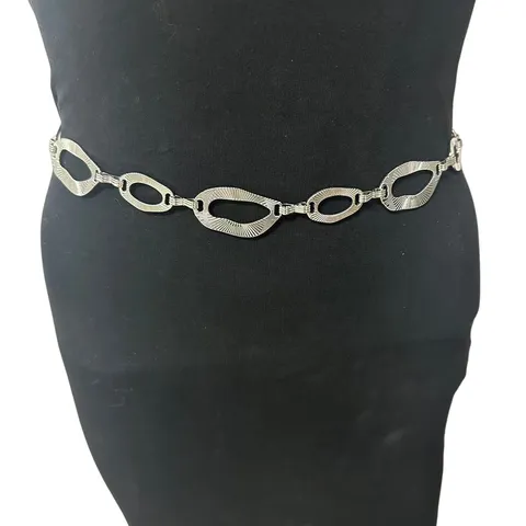 Chaîne de Taille en Métal Style Ethnique Vintage pour Femmes Disque Géométrique Chaîne de Corps Os en Strass Bijoux de Ceinture de Mode