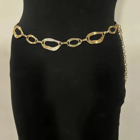 Chaîne de Taille en Métal Style Ethnique Vintage pour Femmes Disque Géométrique Chaîne de Corps Os en Strass Bijoux de Ceinture de Mode