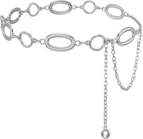 Chaîne de Taille en Métal Punk pour Femmes Chaîne de Corps à Anneau Ovale Géométrique Réglable Accessoires de Robe de Commute de Mode