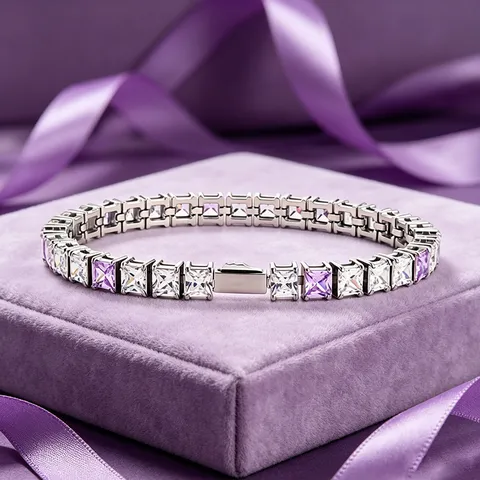 Stainless Steel Tennis Chain Bracelet Square Zircon Hip Hop Couple Bracelet For Men And Women Fashion Jewelry