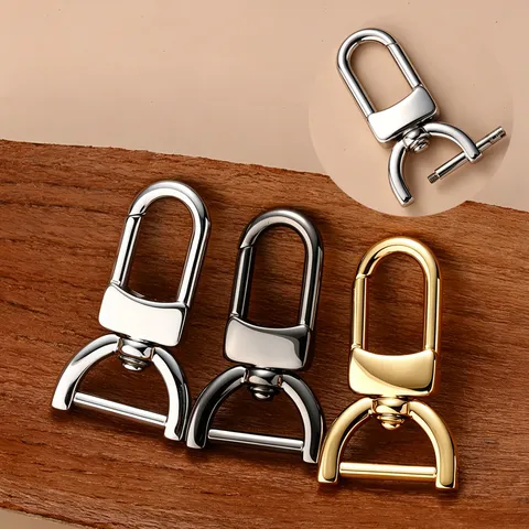 Stainless Steel Spring Snap Hook Car Keychain Accessories Bag Hardware Rotating D Ring Screw Shackle Metal Snap Clip