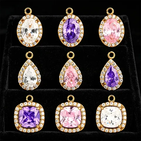 Stainless Steel Rhinestone Pendent Charms DIY Handmade Jewelry Accessories Gold And Steel Color Assorted Shapes