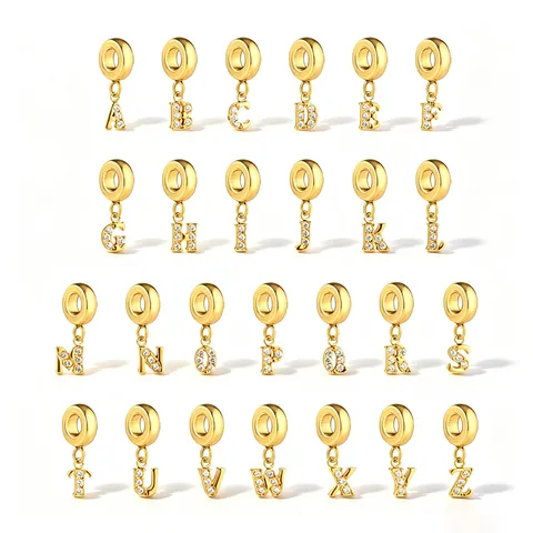 Stainless Steel Letter Charm Alphabet Pendant With Rhinestone DIY Snake Bone Chain Jewelry Accessory For Women