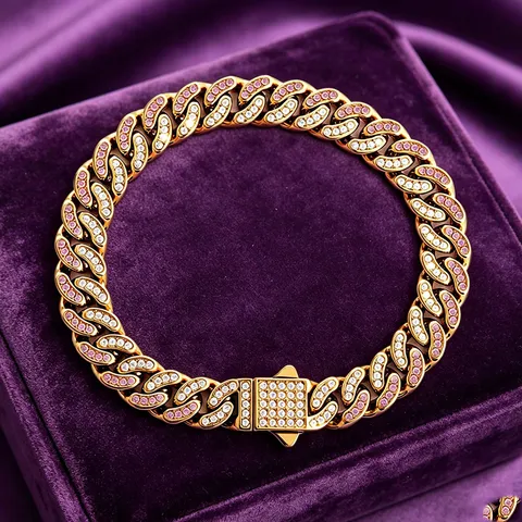 Stainless Steel Cuban Link Bracelet For Women Men Rhinestone Hip Hop Chain Fashion Jewelry Wristband Gift