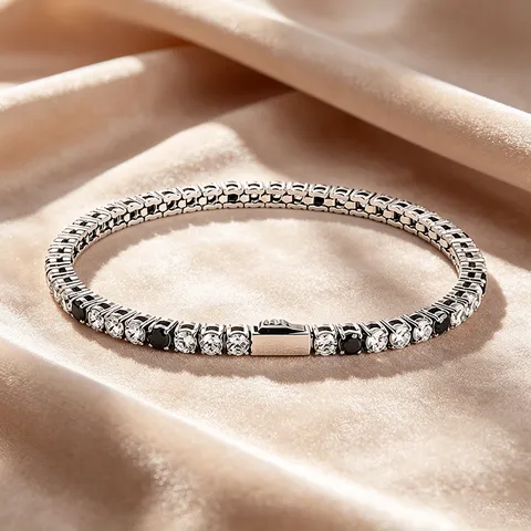 Unisex Stainless Steel Tennis Bracelet Round Zirconia Hip Hop Chain Bracelet Gold Silver Plated Fashion Hand Jewelry Gift