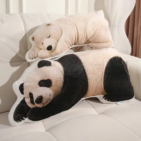 Cartoon Cute Prone Panda Polar Bear Plush Toy Soft Stuffed Animal Doll Sofa Cushion Hugging Pillow For Kids Girls Gift Polyester