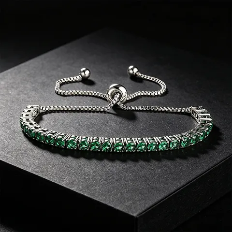 Stainless Steel Tennis Bracelet For Women Men Round Rhinestone Adjustable Sparkling Chain Wrist Jewelry Gift