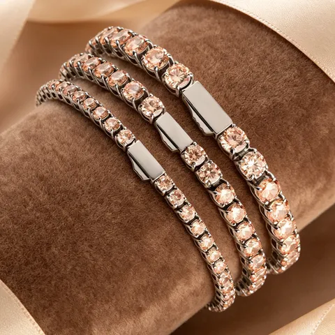 Stainless Steel Zircon Tennis Chain Bracelet And Necklace Unisex Hip Hop Rhinestone Tennis Jewelry Gift
