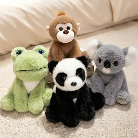 Soft Simulation Sitting Animal Plush Toy For Kids Polyester Stuffed Panda Elephant Koala Bear Room Decoration Gift