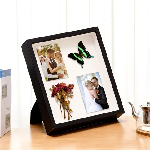3D Shadow Box Frame MDF Wood Deep Hollow Display Case For DIY Dried Flowers Butterfly Specimen Square Rectangular Home Decor