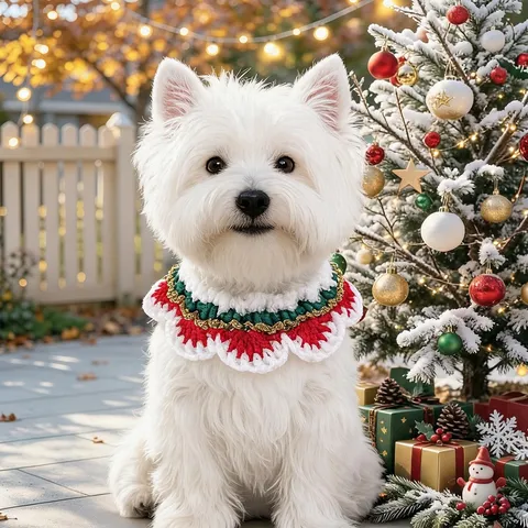 Pet Christmas Knitted Collar Crochet Dog Cat Scarf Festive Party Costume Accessory Small Dog Neckwear Neckband Gift