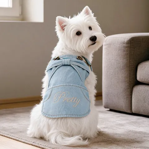 Pet Dog Denim Dress Cute Bowknot Princess Skirt Small Dog Summer Clothes Puppy Vest Apparel Pet Supplies