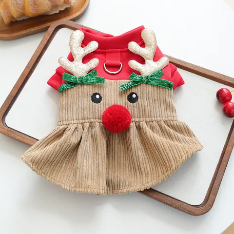 Animale Domestico Natale Renna Corna Abito Carino Cane Gilet Vestiti Inverno Caldo Cucciolo Abbigliamento Festivo Festa Costume Forniture per Animali