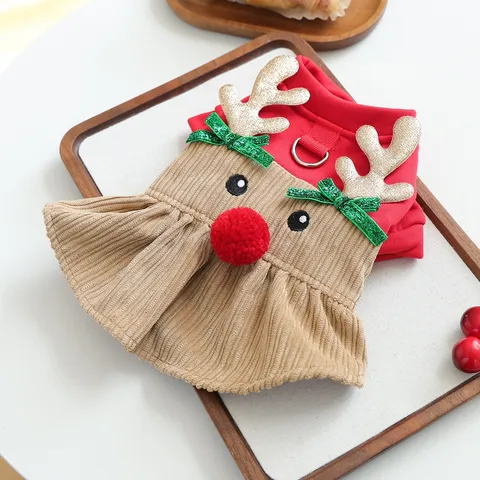 Animale Domestico Natale Renna Corna Abito Carino Cane Gilet Vestiti Inverno Caldo Cucciolo Abbigliamento Festivo Festa Costume Forniture per Animali