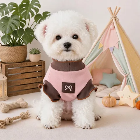 Pet Dog Clothes Spring Autumn Small Puppy Solid Color Lightweight Breathable Rolled Edge Base Shirt Pet Apparel