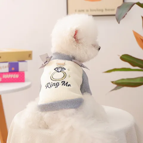 Pet Dog Cat Clothes Spring Autumn Cute Knitwear Sweater Valentine Day Ring Envelope Embroidery Puppy Apparel