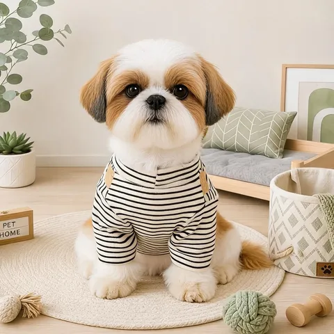 Cute Puppy Dog Striped Suspenders Dress Small Dog Autumn Winter Princess Skirt Pet Apparel