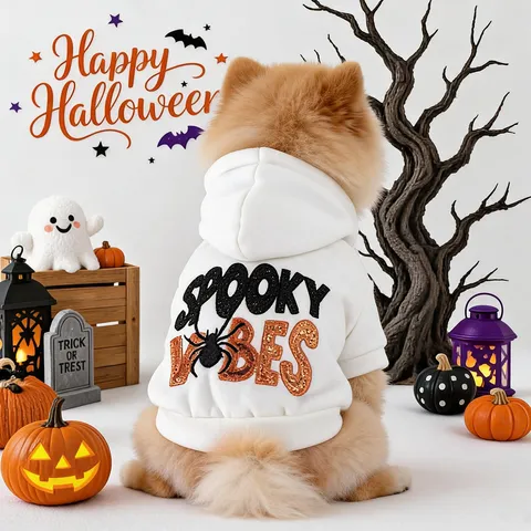 Pet Dog Halloween Hoodie Cute Ghost Spider Bear Costume Small Dogs Puppies Warm Fleece Sweatshirt Autumn Apparel
