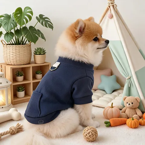 Pet Dog Hoodie Small Dogs Autumn Winter Warm Fleece Sweatshirt Cute Puppy Clothes With Leash D-Ring And Pocket