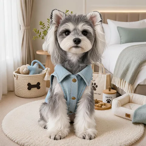Pet Denim Vest Cute Daisy Letter Embroidery Puppy Clothes Casual Sleeveless Dog Jacket Comfortable Pet Apparel
