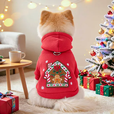 Pet Dog Christmas Hoodie Winter Warm Fleece Clothes Small Dogs Puppy Holiday Apparel Outfit