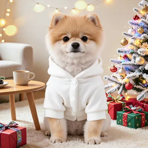 Pet Christmas Hoodie Cute Puppy Dog Sweatshirt Winter Warm Apparel Cute Santa Claus Embroidery Hooded Clothes For Small Dogs