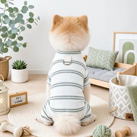 Pet Dog Clothes Soft Knitted Pajamas Warm Puppy Jumpsuit Cute Striped Star Pattern Pet Apparel for Small Dogs