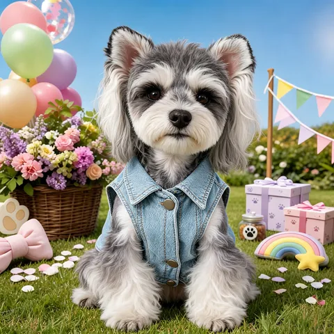 Pet Denim Vest Cute Crown Heart Embroidery Puppy Dog Clothes Small Dog Denim Jacket Comfortable Pet Apparel
