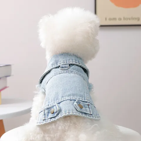 Pet Dog Denim Jacket Vintage Puppy Clothes Denim Vest Coat for Small Dogs Cats