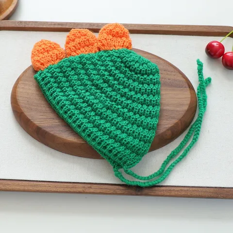 Chapeau de Dinosaure en Tricot Doux pour Animaux de Compagnie Bonnet d'Hiver Chaud au Crochet pour Petits Chiens et Chats Accessoires de Déguisement Mignons