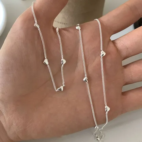 Collier Pendentif Cœur en Argent Sterling S925 pour Femmes Minimaliste Mode Style Ins Petite Chaîne à Maillons Délicate Bijoux Cadeau