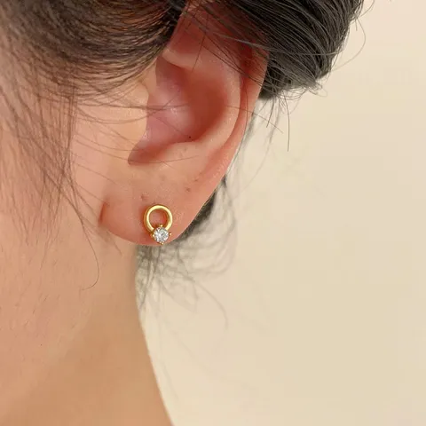 Boucles d'Oreilles Clous Cercle en Argent Sterling S925 Avec Zirconia pour Femmes Boucles d'Oreilles Géométriques Rondes